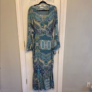 R. Vivimos Paisley Maxi Dress in Blue and Green #285